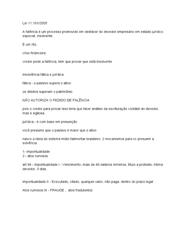 Falência | PDF | Falência | Insolvência