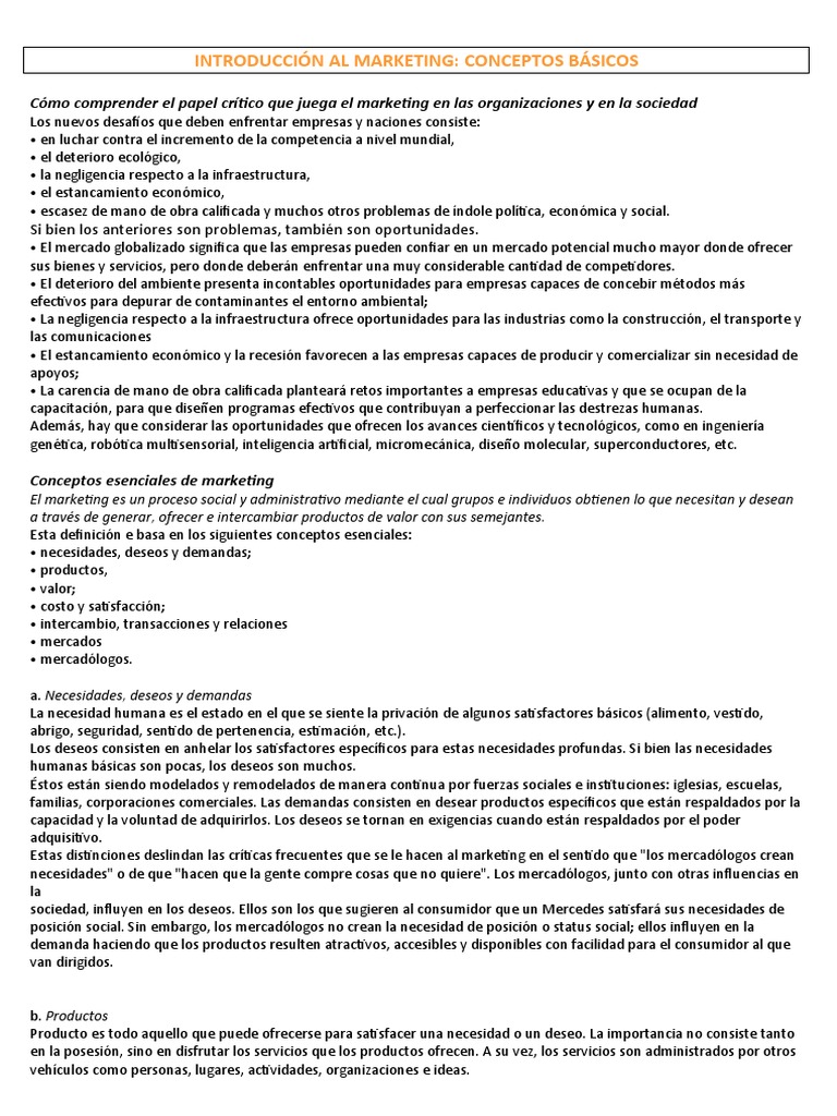 1 - Introducción Al Marketing | PDF | Marketing | Mercado (economía)