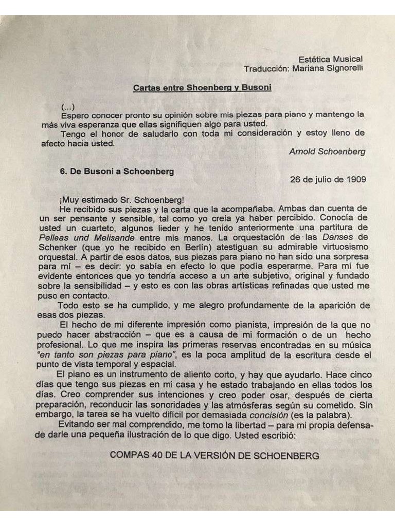 Cartas Busoni-Schönberg | PDF