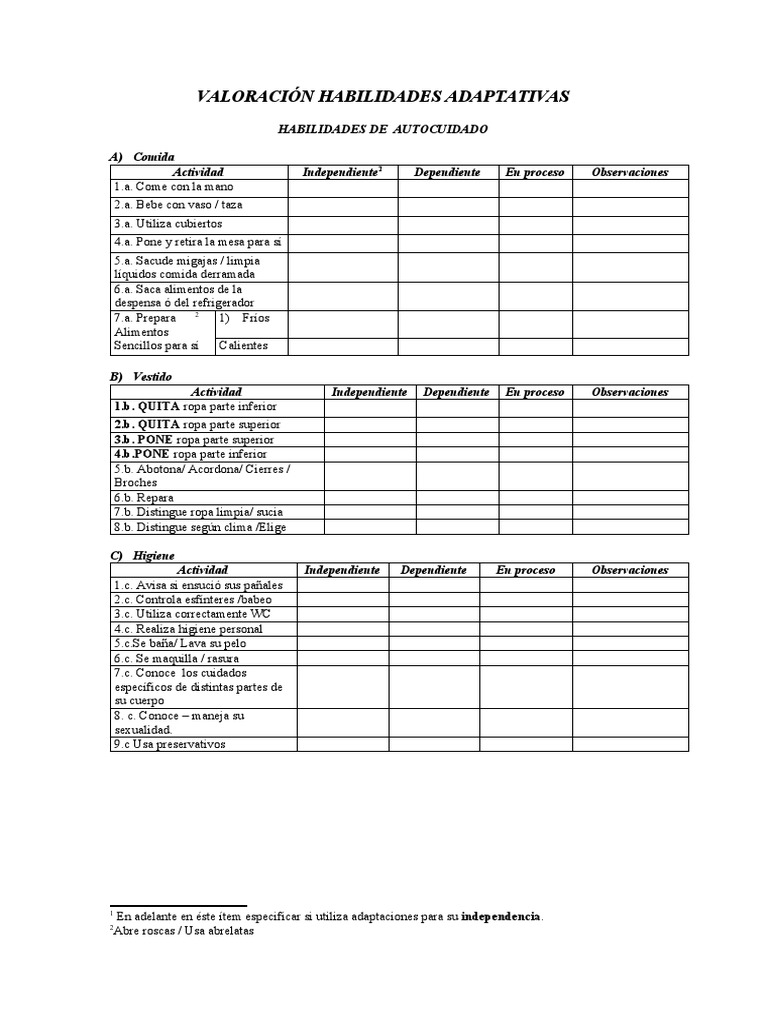 Habilidades Adaptativas Formato | PDF | Comunicación | Cognición