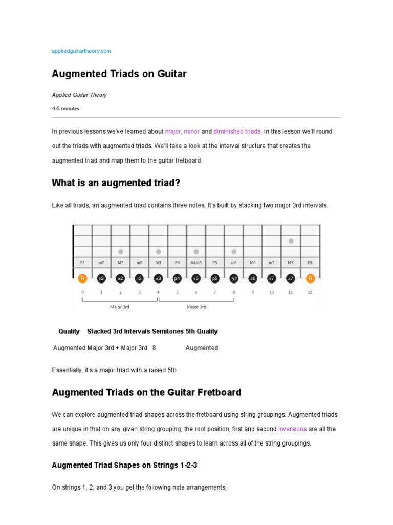 Augmented Triads for Guitarists | PDF | Chord (Music) | Interval (Music)