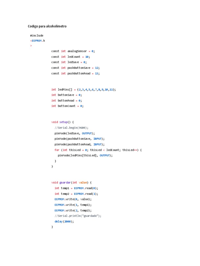 Codigo para Alcoholímetro | PDF