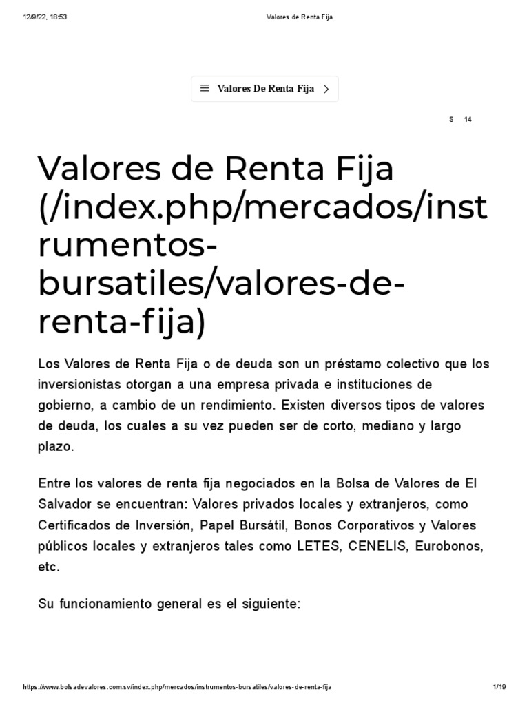 Valores de Renta Fija | PDF | Renta Fija | Bolsa