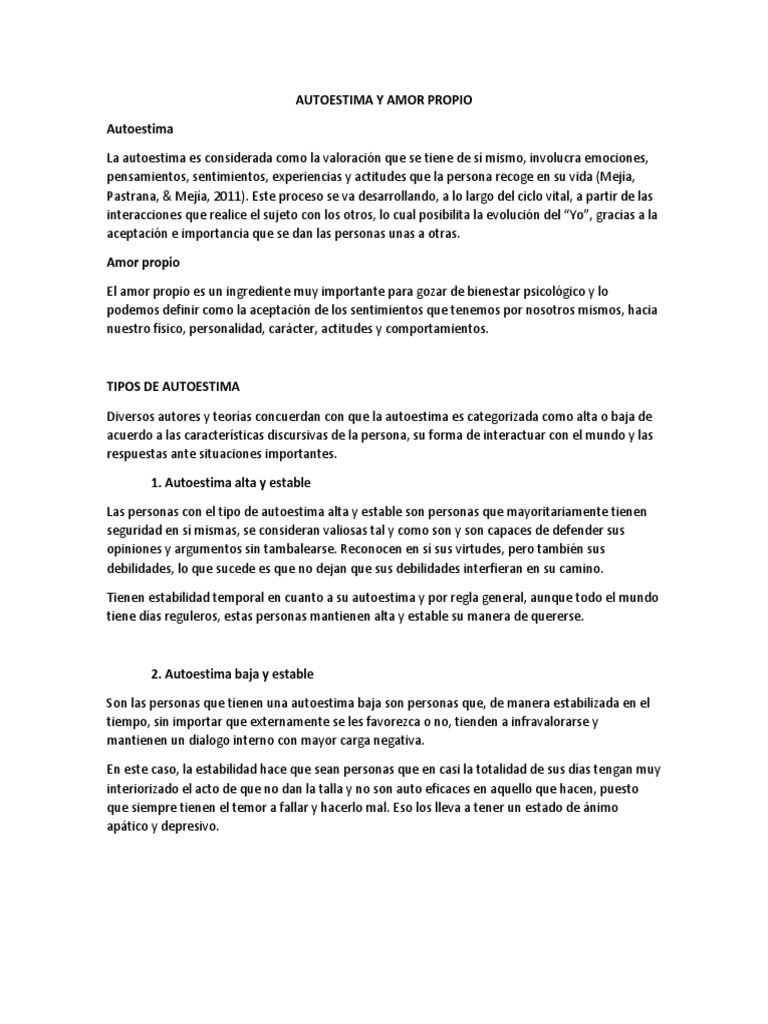 Autoestima Y Amor Propio Pdf Autoestima Amor