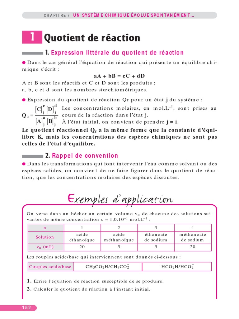 Un Système Chimique Évolue Spontanément Vers Un État D'équilibre | PDF ...
