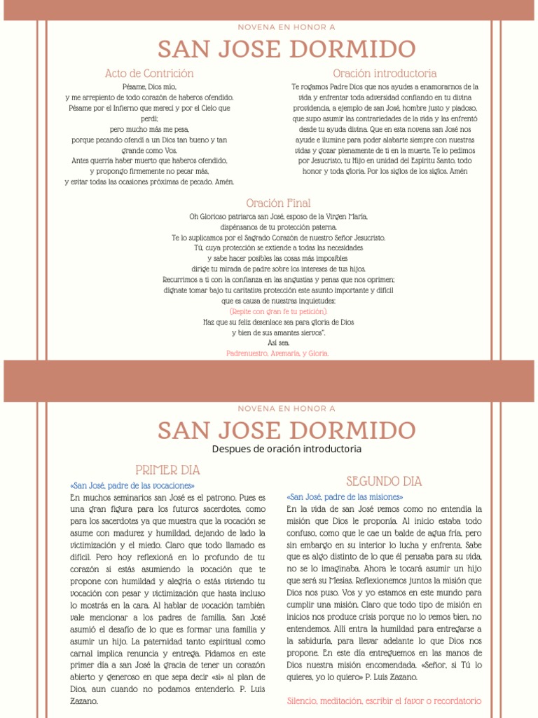 Novena a San José Dormido | PDF | María, madre de Jesús | Oración