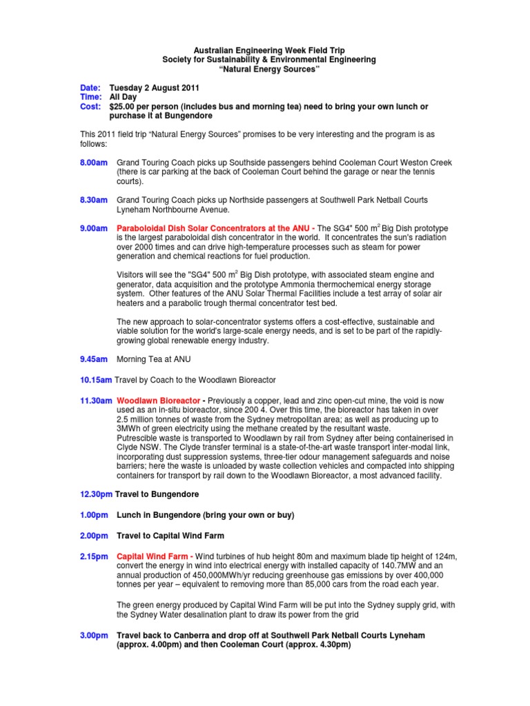 Australian Engineering Week Trip | PDF | Solar Energy | Wind Power