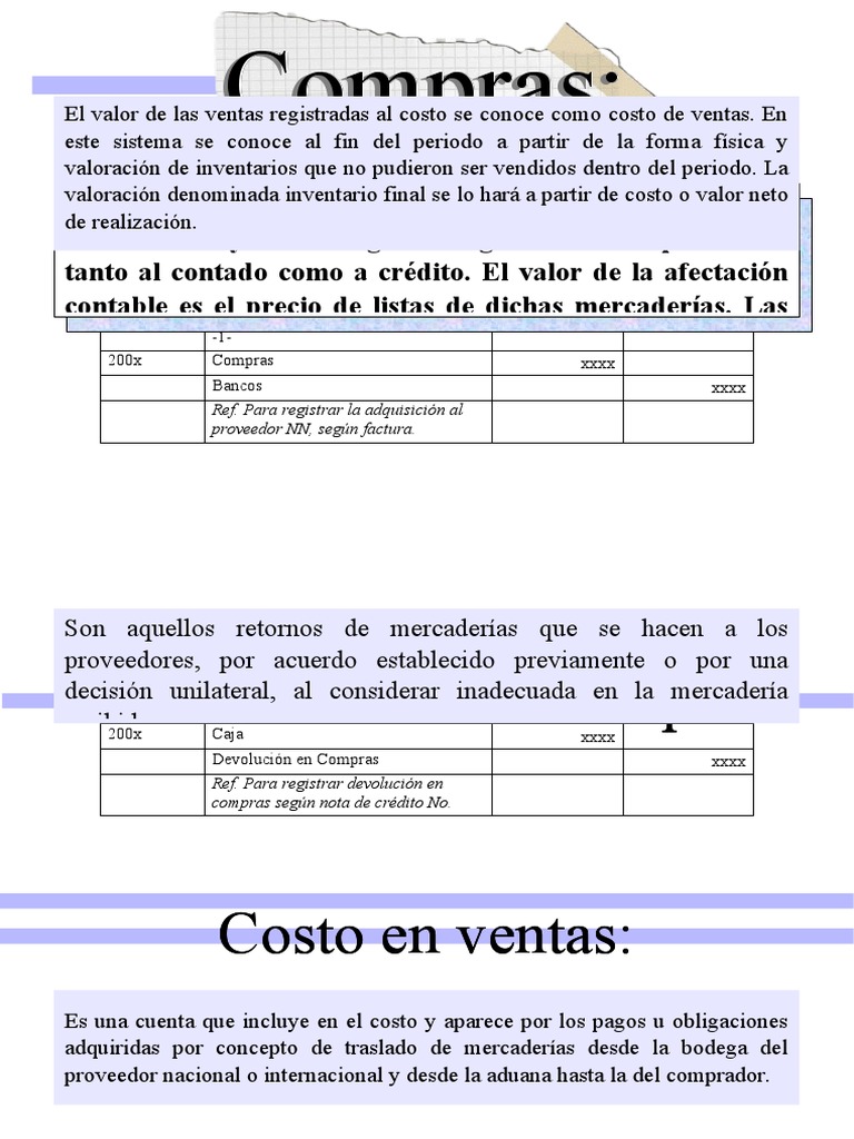Registro de Compras y Devoluciones Contables | PDF | Precios | Contabilidad