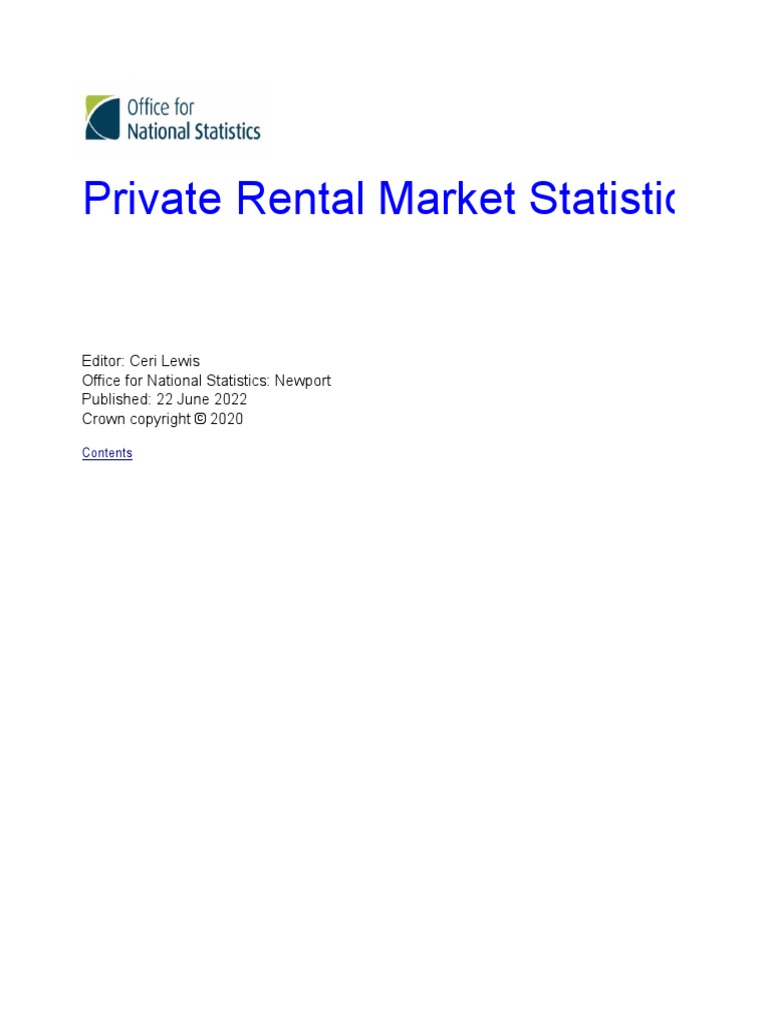 Private Rental Market Statistics Editor Ceri Lewis Office For