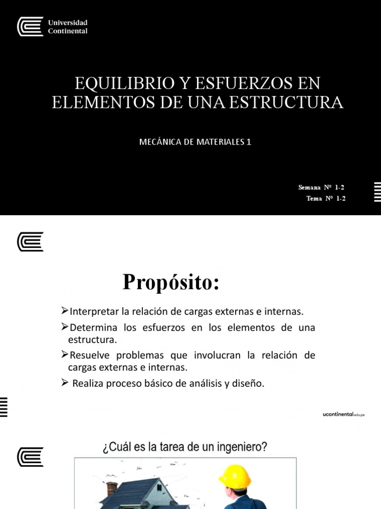 Semana 1-2 Equilibrio y Esfuerzos en Elementos | PDF | Resistencia de ...