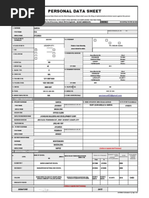 Personal Data Sheet