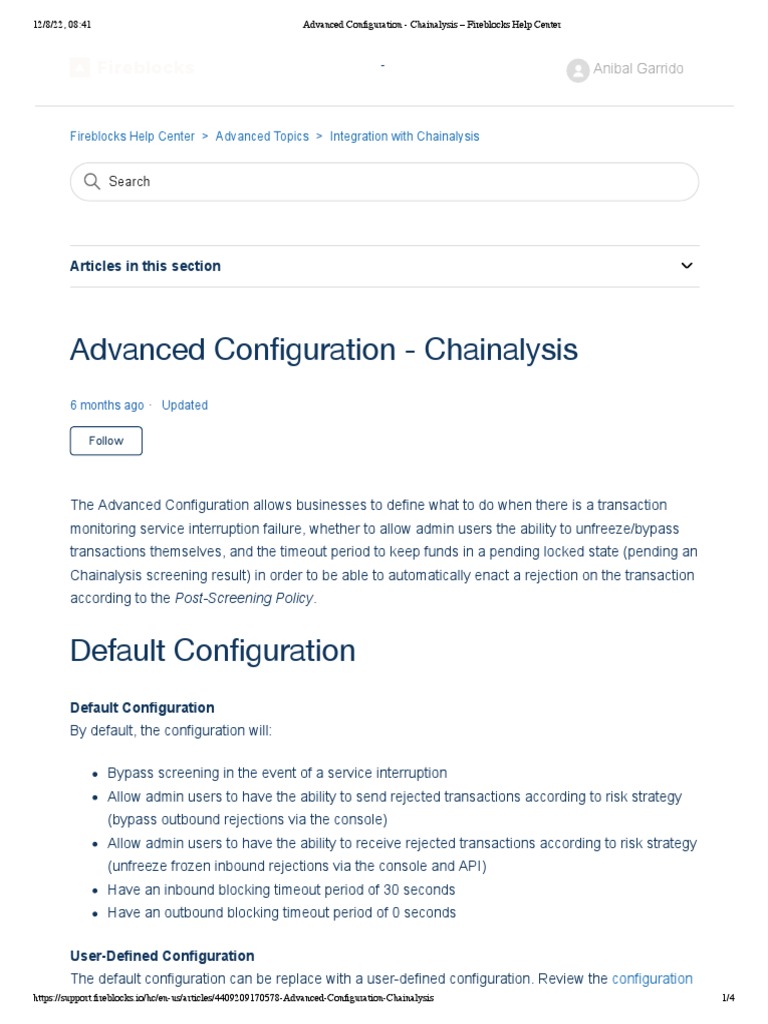 Advanced Configuration - Chainalysis - Fireblocks | PDF | Software  Development | Information Age