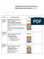 Calendario de Lecciones Proyecto Infantil Niveles 1-3