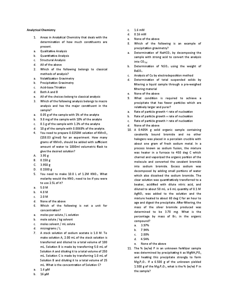 Analytical Chemistry Pdf Chromatography Ph