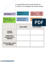 Lee Con Atención Las Características de Las Cartas Formales e Informales, Arrastra y Coloca Los Rectángulos de Colores, Donde Corresponda