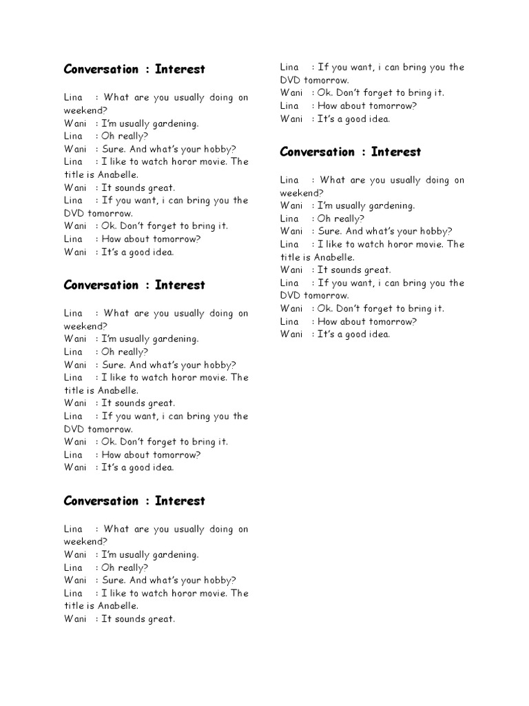 #1 Conversation Salinan | PDF | Home & Garden