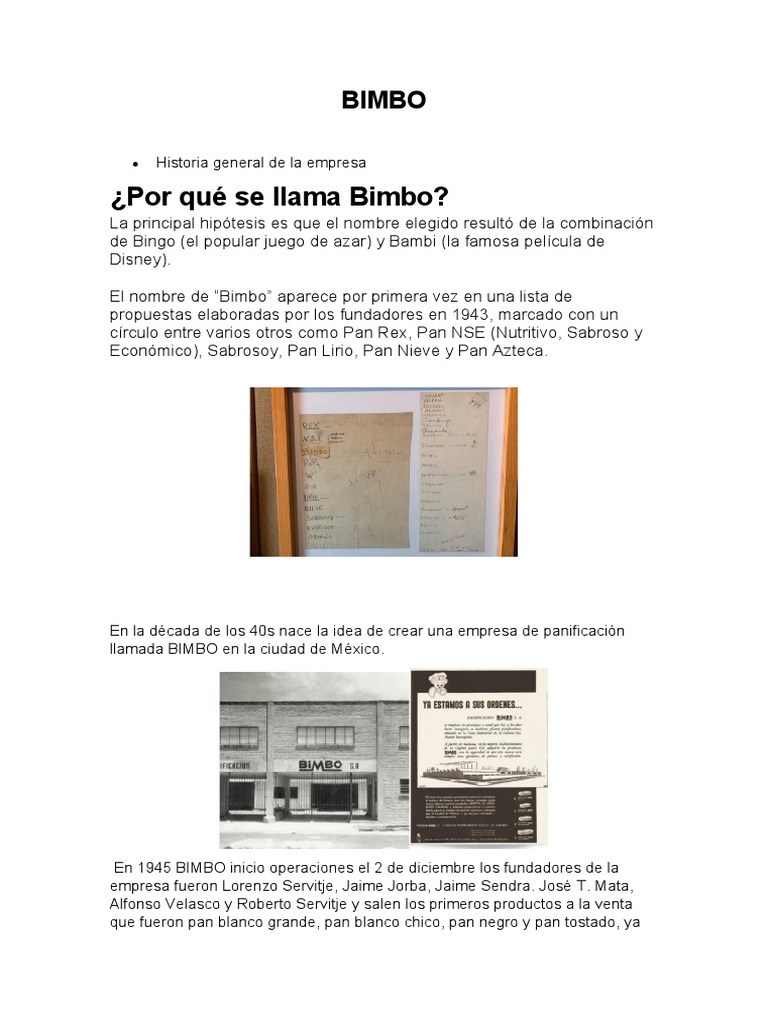 Historia Bimbo Pdf México