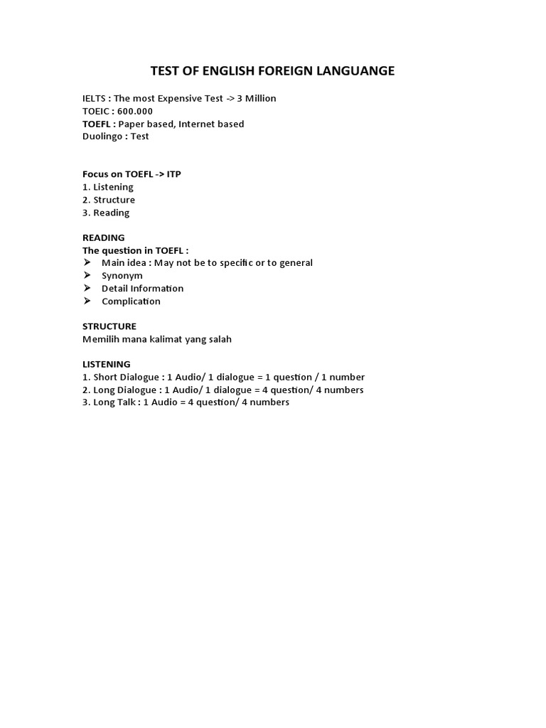 English Proficiency (Mastery) Test | PDF