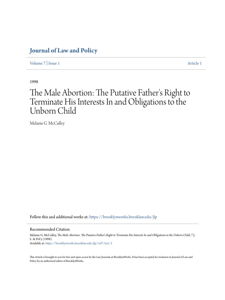 The Male Abortion - The Putative Fathers Right To Terminate His | PDF ...