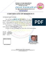 Barangay Paligawan: Certificate of Residency