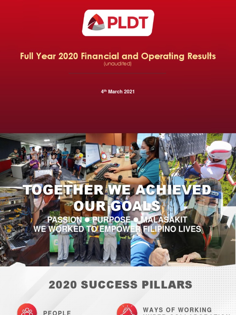 PLDT 2020 Financial Highlights Report | PDF | Fiber To The X | Mobile ...