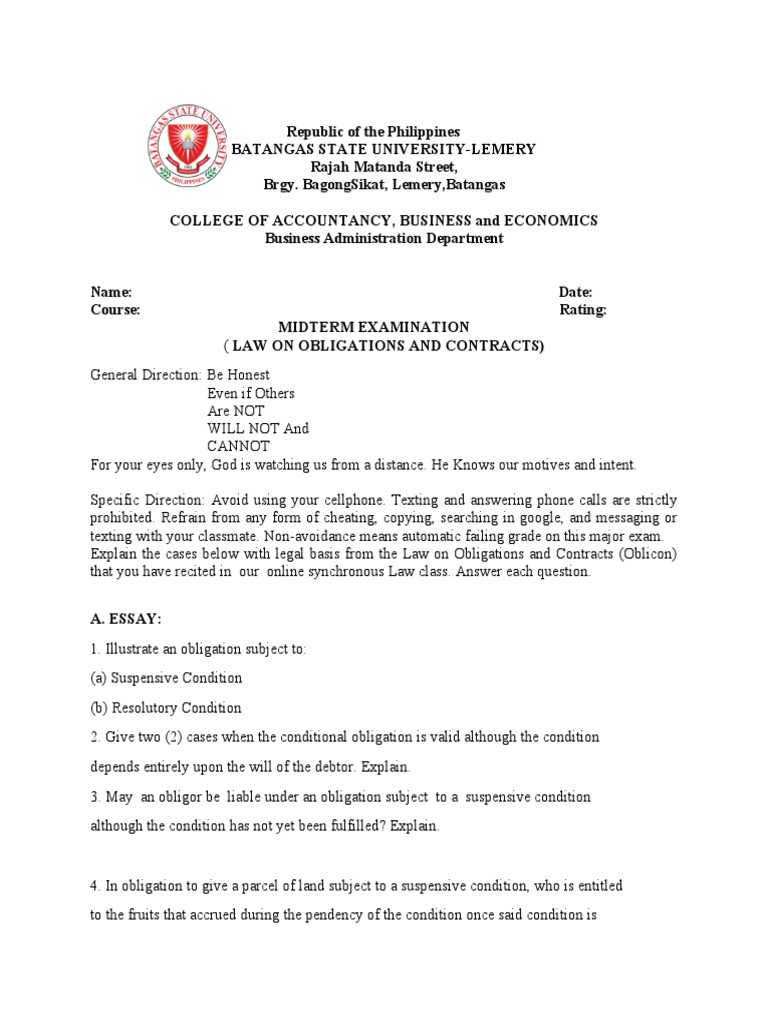Midterm in oblicon pdf law of obligations legal concepts