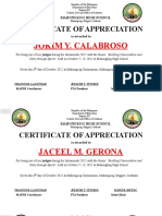 Mahongkog High School Certificate of Appreciation