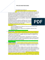 Tipos de Investigación, Hipótesis y Operacionalización de Variables