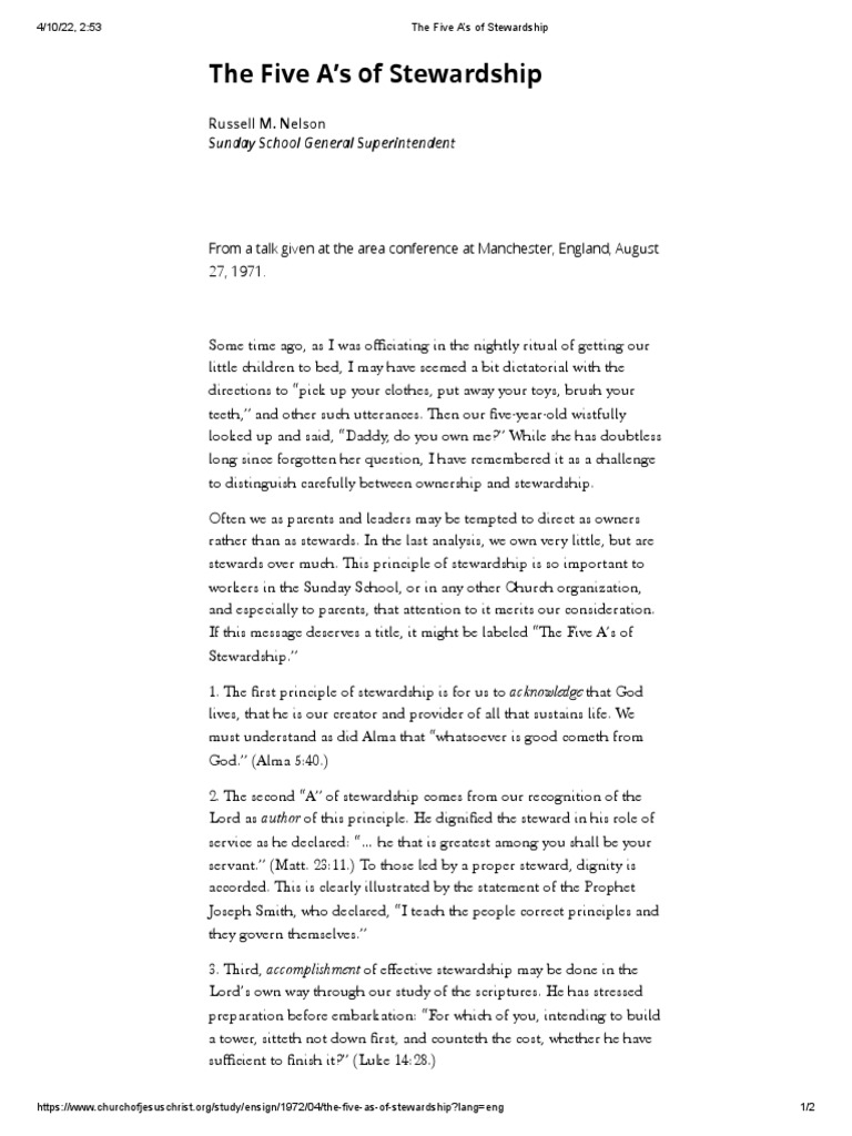 The Five A's of Stewardship | PDF | Abrahamic Religions | Religious ...