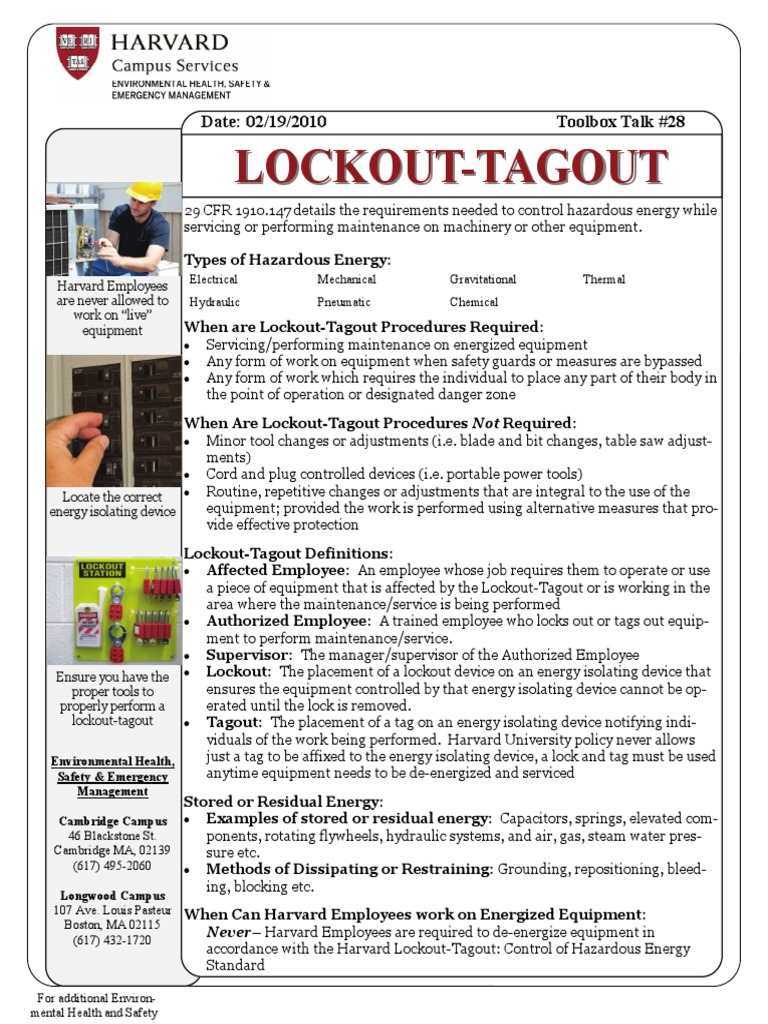 Lockout-Tagout Safety Procedures Guide | PDF | Safety | Working Conditions