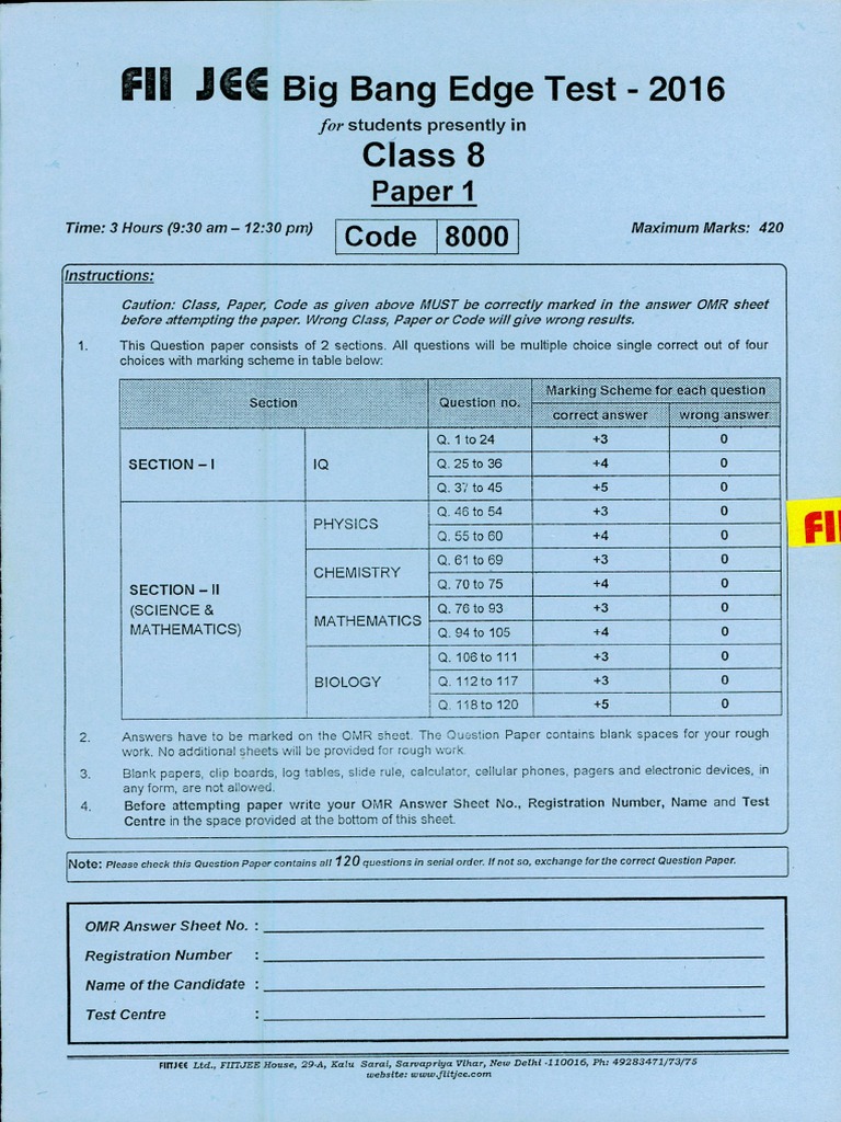 Bbe Class 8 Paper 1 2016 PDF Buoyancy Newton's Laws Of Motion