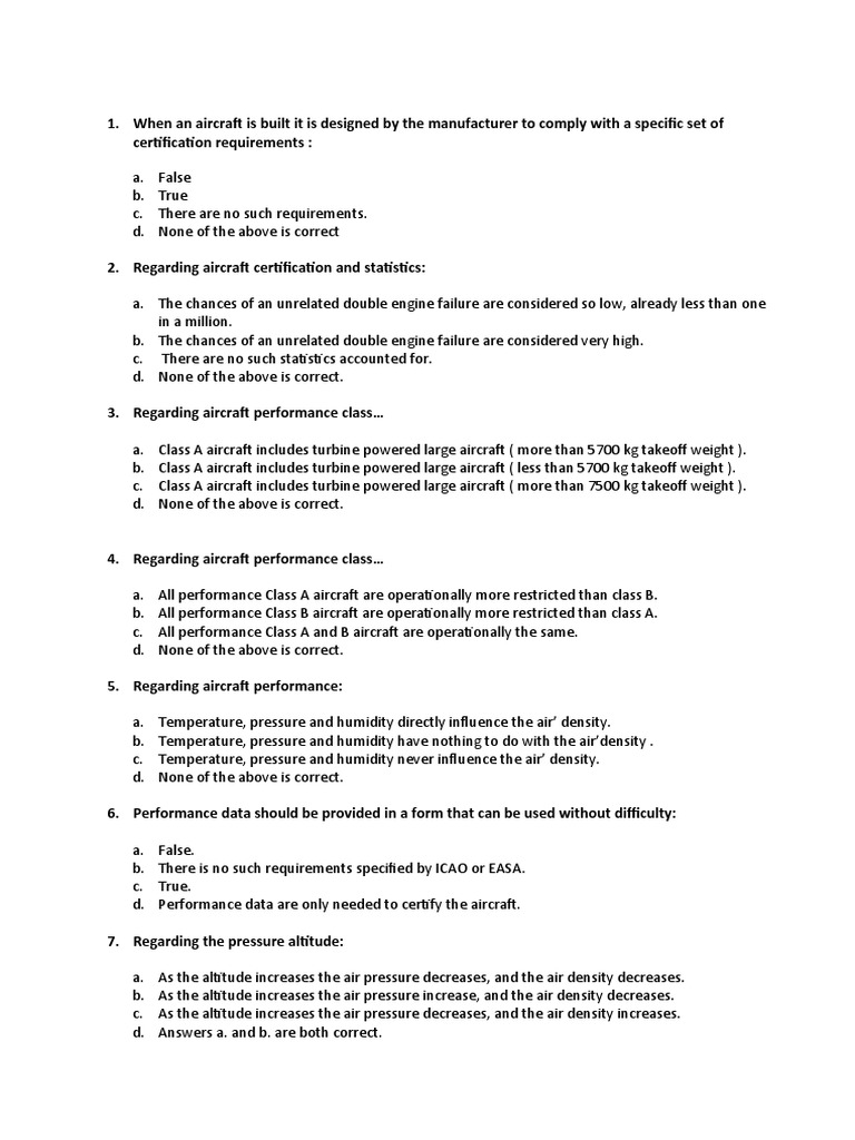 PERFORMANCE Progress Test | PDF | Atmosphere Of Earth | Jet Engine