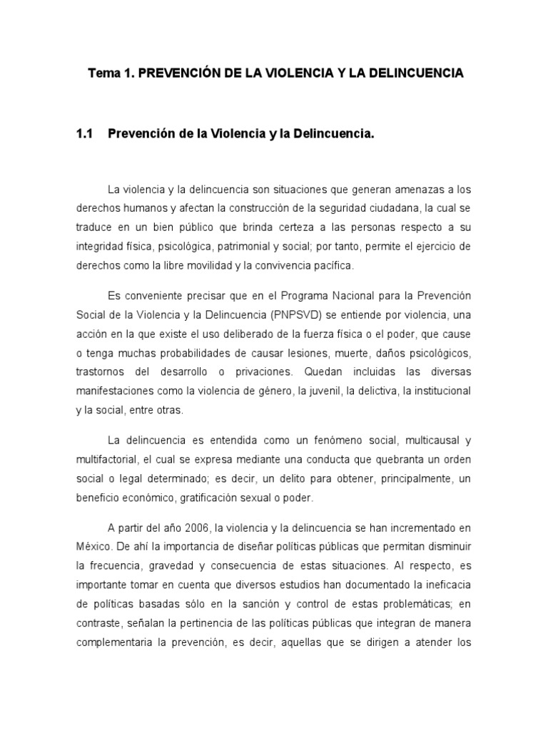 Prevención de Violencia y Delincuencia en México | PDF | La violencia ...