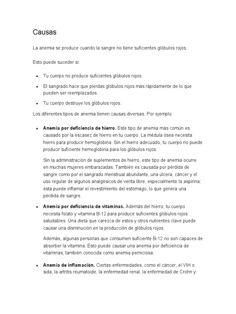 Causas de la Anemia y Tipos Principales | PDF | Anemia | Glóbulo rojo