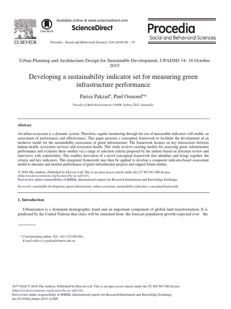 Developing A Sustainability Indicator Set For Me 2016 Procedia Social ...