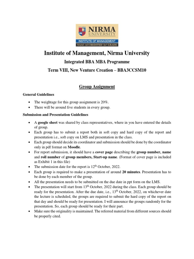 Group Assignment Guidelines NVC PDF Business