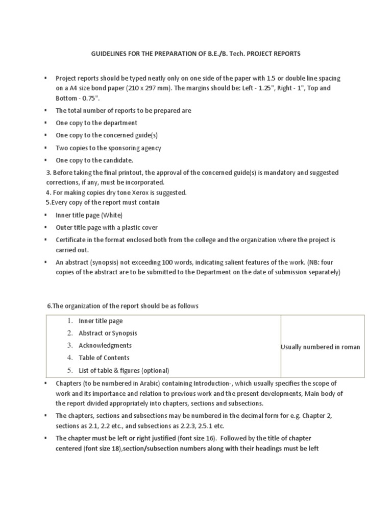 B.E./B. Tech. Project Report Guidelines | PDF | Thesis | Science