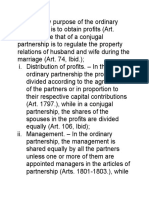 The Primary Purpose of The Ordinary Partnership Is To Obtain Profits