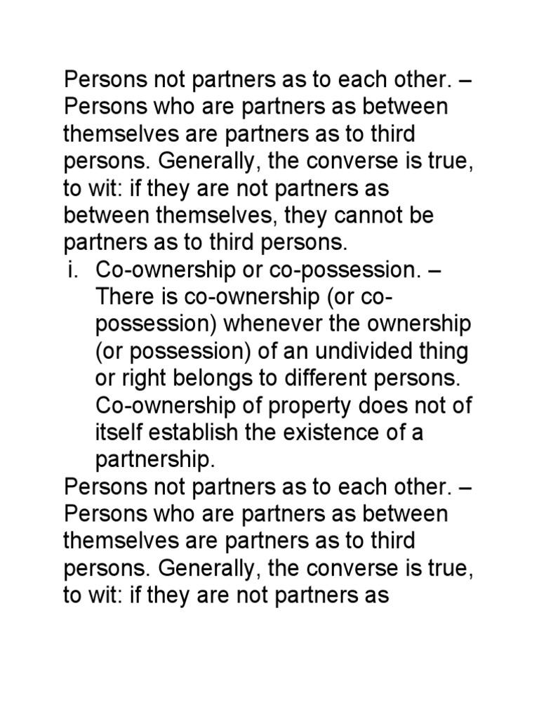 Co-Ownership vs. Partnership Explained | PDF | Concurrent Estate | Property