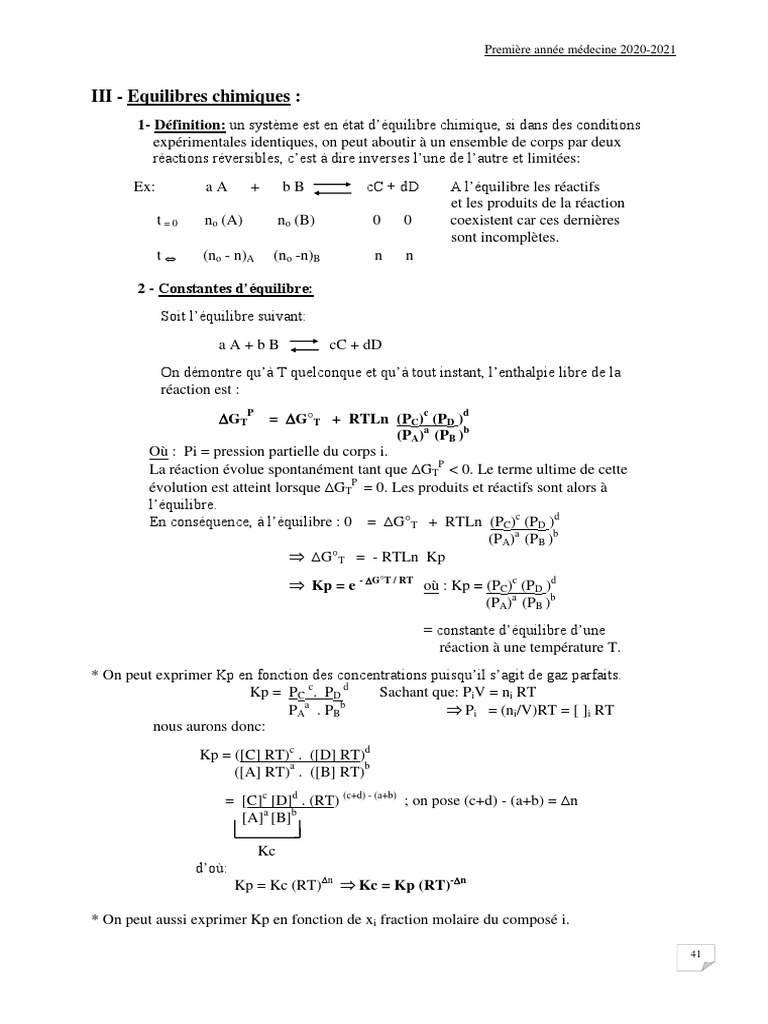 Équilibres chimiques en médecine | PDF | Équilibre chimique | Chimie ...