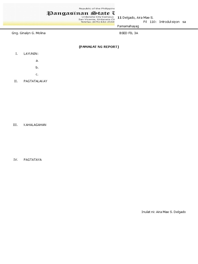 Written Report Format Maam Genz | PDF