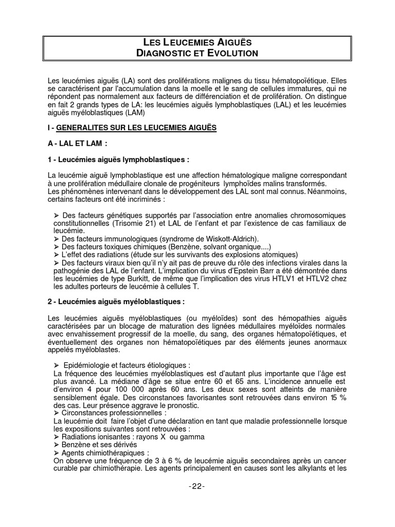 Leucémies Aigues PDF Leucémie Médecine — free download