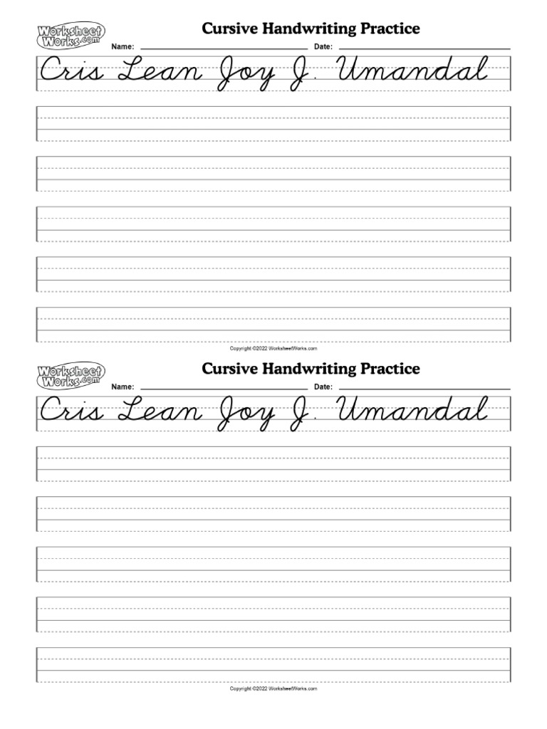 Cursive Writing WorkSheet | PDF