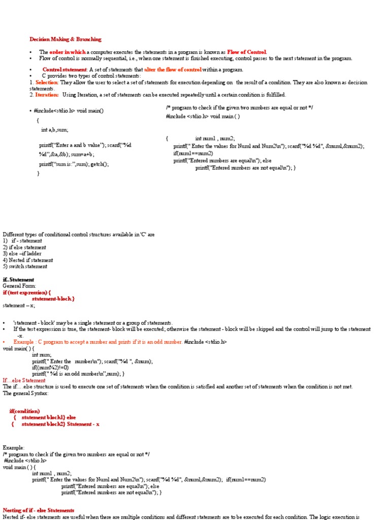 Decision Making | PDF | Control Flow | Computer Programming