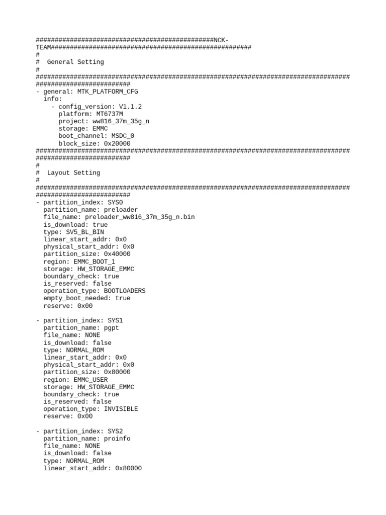 MT6737M EMMC Partition Layout | PDF | Data | Computer Hardware