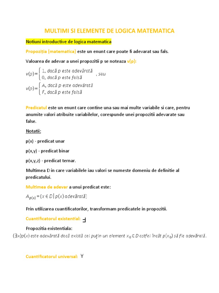 Multimi Si Elemente de Logica Matematica | PDF