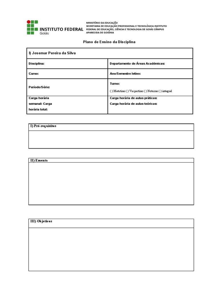 Modelo Plano de Ensino | PDF