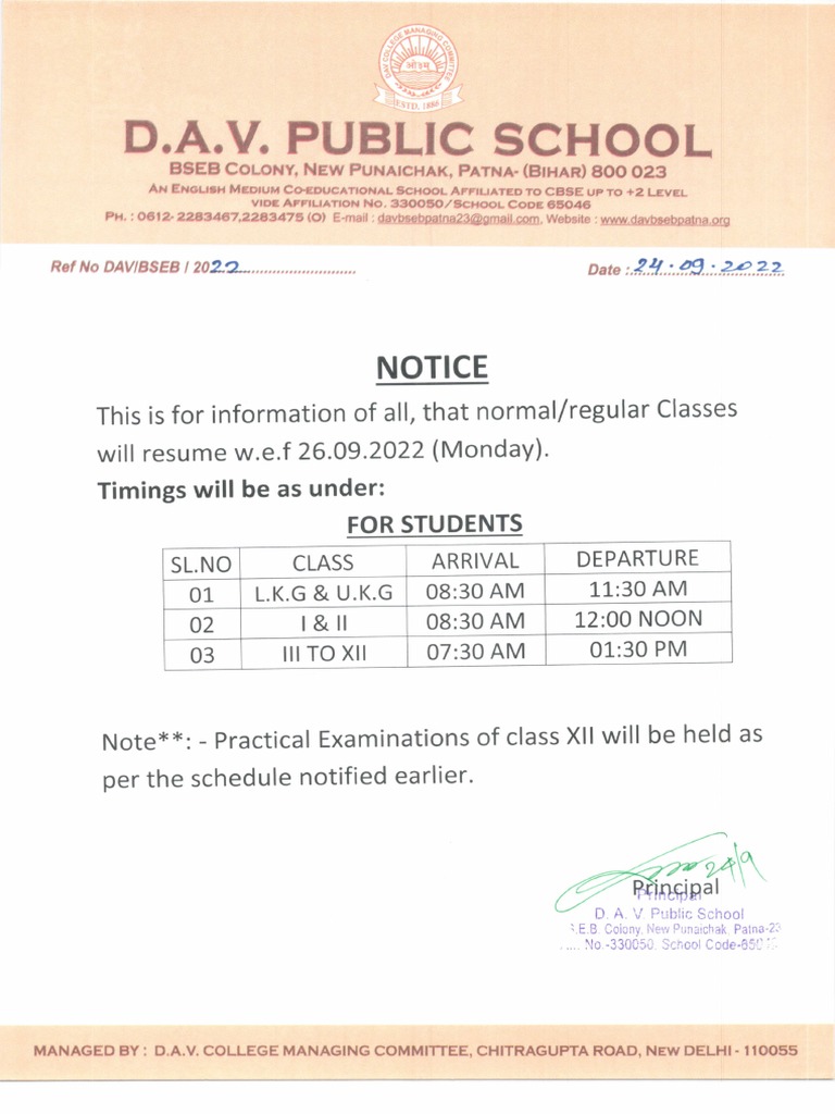 Regular Classes Resume on September 26 | PDF