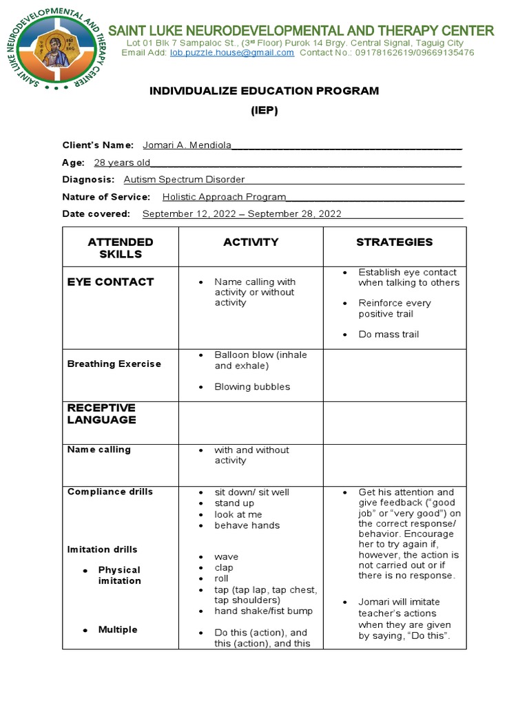 Autism IEP: Skills & Strategies Guide | PDF | Language Arts & Discipline