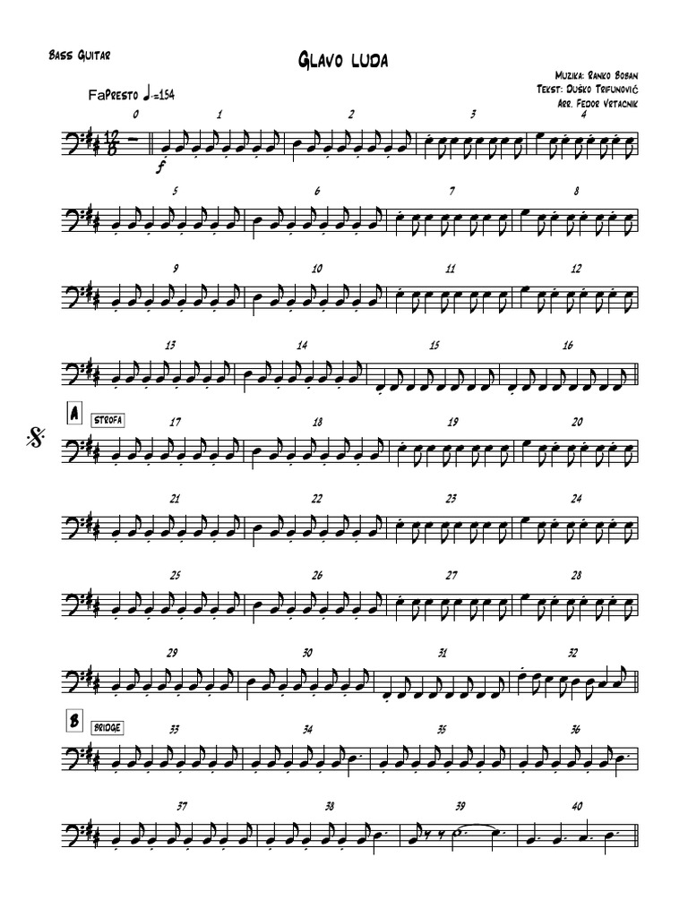 Glavo Luda Bass Tab and Notes | PDF | Irish Musical Instruments ...